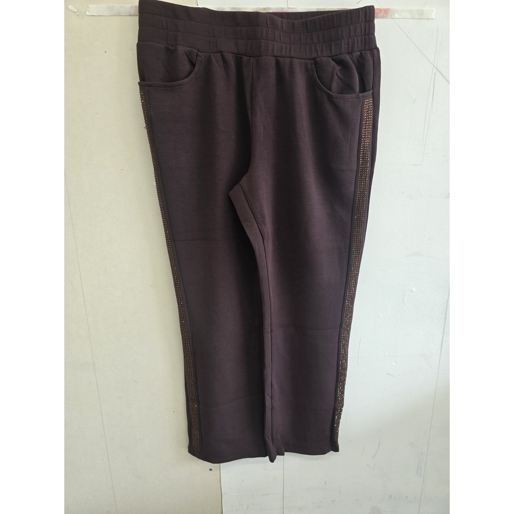Kim & Co Belle Mid-Rise Ankle Leggings Solid Brown Elastic Waist L 28" - Picture 2 of 9